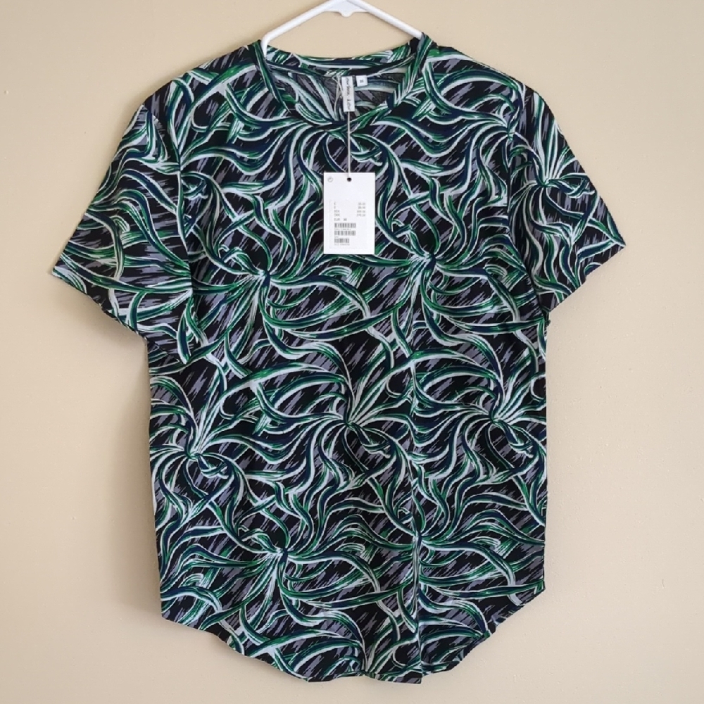 NWT 36 & Other Stories Swirl Print Shirt Short Sleeve Top 100% Cotton